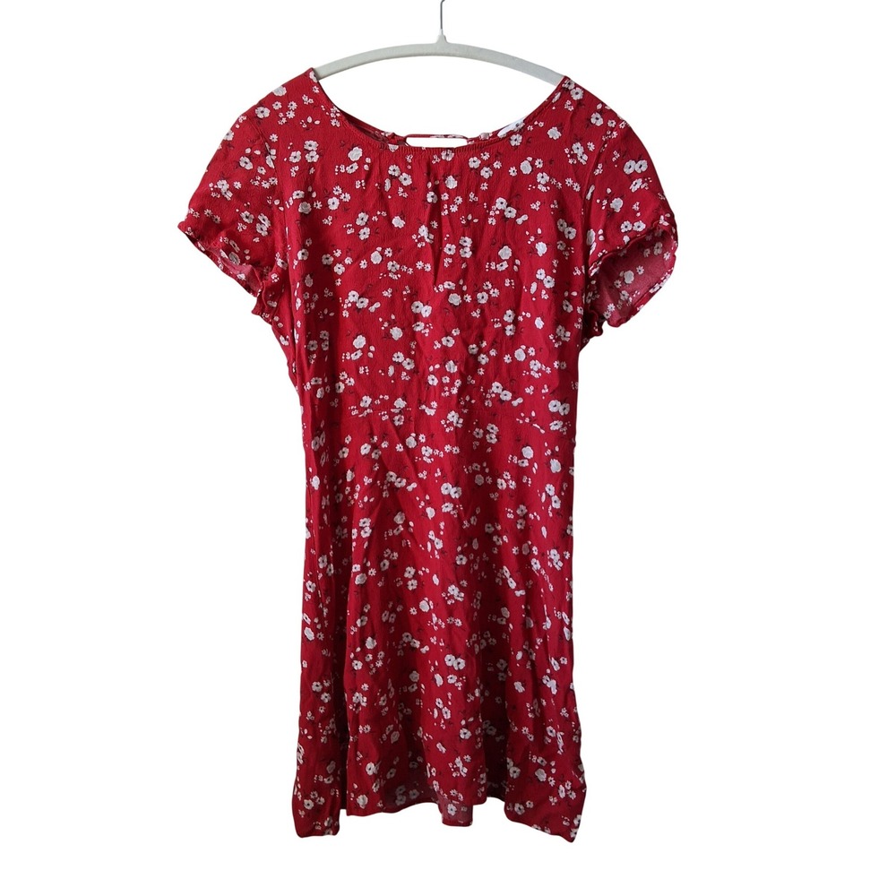 Hollister M Floral Lace Up Back Mini Dress Spring Summer Preppy Boho Cottage